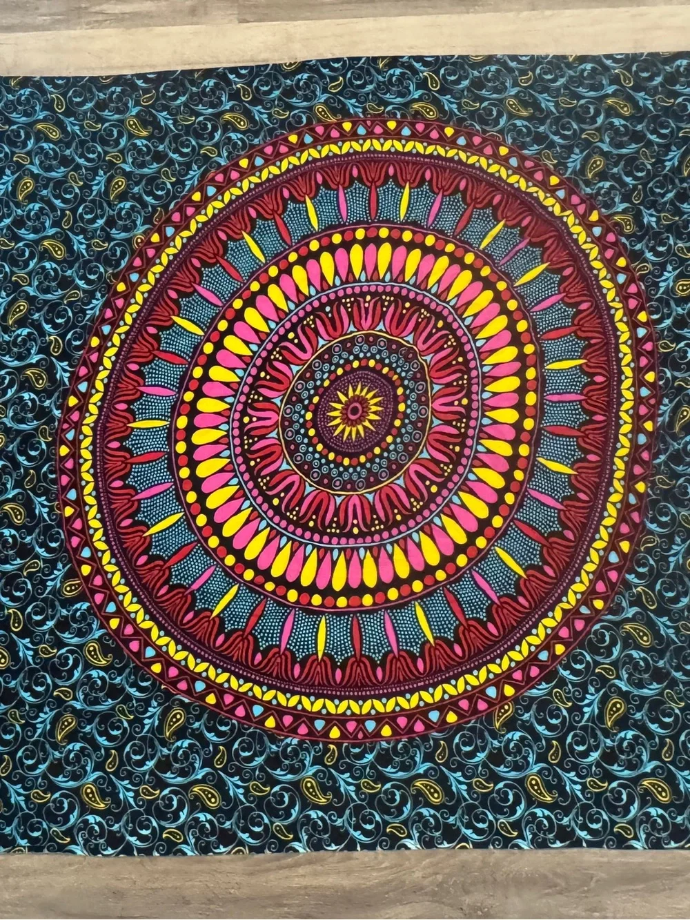 Vibrant Pink & Yellow Mandala Wall Tapestry Head Scarf Sarong Breastfeed cover